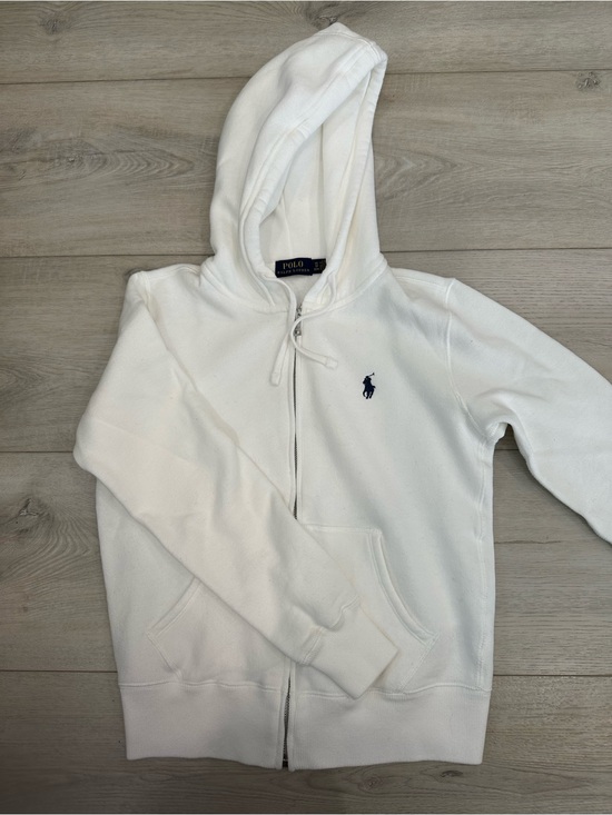 Polo Ralph Lauren Sweaters - Polo Ralph Lauren White Full Zip Hoodie XS Pony Logo Fleece Sweatshirt